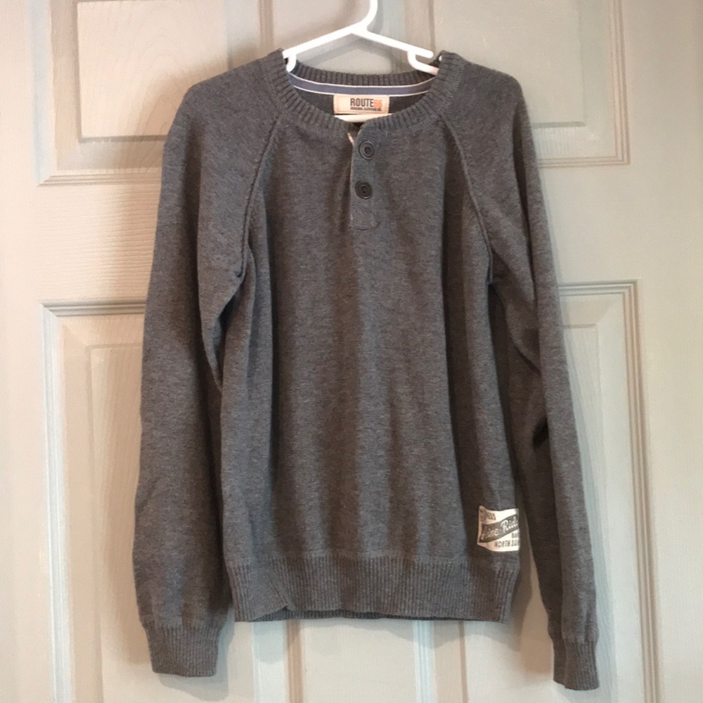 Route 66 Boys S 6-7 100% Cotton Gray Long Sleeve Pullover Button Front Sweater